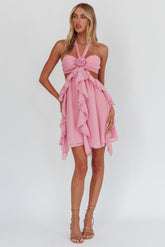 Santiago Cut-Out Ruffle Mini Dress Blush